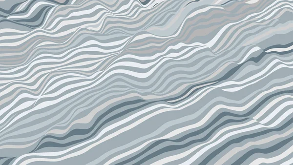 Superficie ondulada a rayas. Líneas grises y blancas con efecto ondulatorio. Fondo vectorial. — Vector de stock