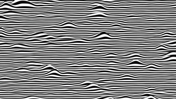 Wavy striped surface. Black and white lines with ripples effect. Vector background.