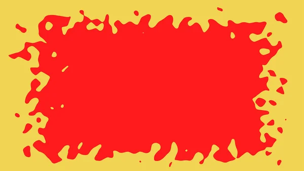 Una mancha roja extendiéndose sobre un fondo amarillo. Ilustración vectorial, plantilla de diseño para póster o banner. — Archivo Imágenes Vectoriales