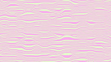 Pembe ve beyaz renklerde soyut bir arkaplan. Çizgili yüzeydeki dalgalar, vektör çizimi.