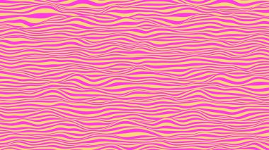 Pembe ve sarı renklerde soyut vektör arkaplanı. Çizgili bir yüzeyde dalgalar.
