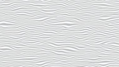 Dalgalı çizgili yüzey. Gri ve beyaz çizgiler dalga etkisi yaratıyor. Vektör arkaplanı.