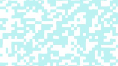 Gök mavisi ve beyaz renkli soyut kare piksel arkaplan. Vektör illüstrasyonu.