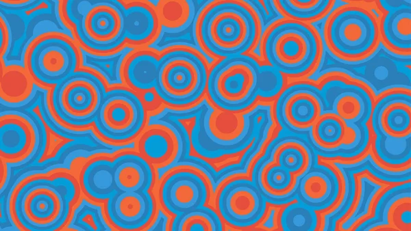 Abstraktní pozadí pestrobarevných soustředných kruhů v červených a modrých barvách. Vektorová ilustrace. — Stockový vektor