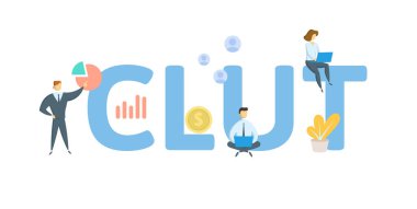 CLUT, Hayırsever Lider Unitrust. Anahtar kelime, insanlar ve ikonlar ile kavram. Düz vektör çizimi. Beyazda izole edilmiş.