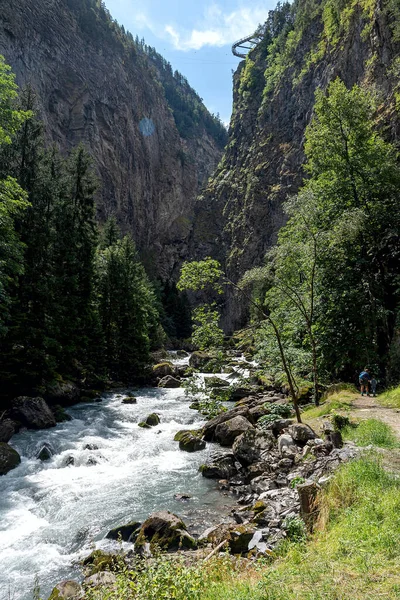 Kilátás Orrido Pre Saint Didier Ről Valle Aosta Olaszország Stock Fotó