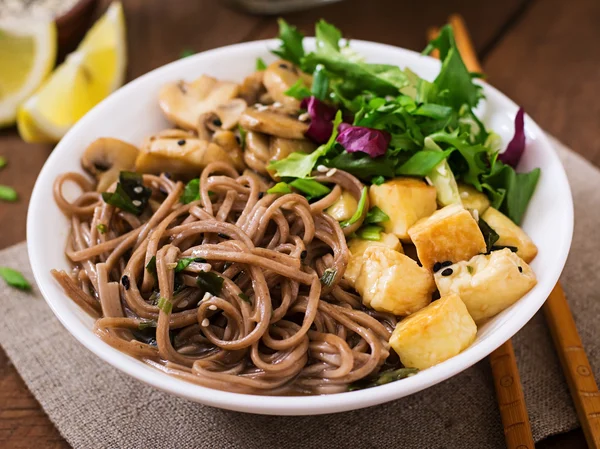 Miso and soba noodle soup — Stock Photo, Image