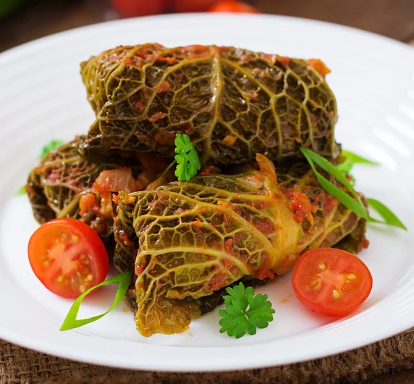 Stuffed savoy cabbage rolls — Stock Photo, Image