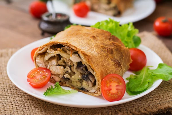 Homemade strudel with chicken — Stock Photo, Image