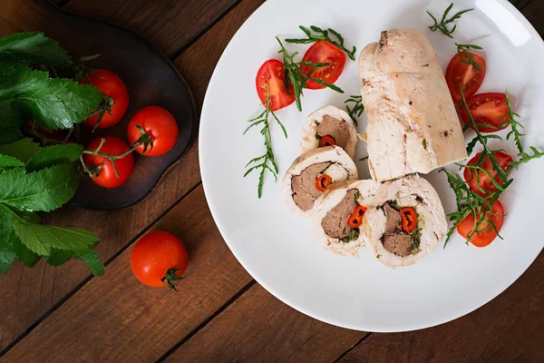 Diet baked chicken rolls — Stok fotoğraf