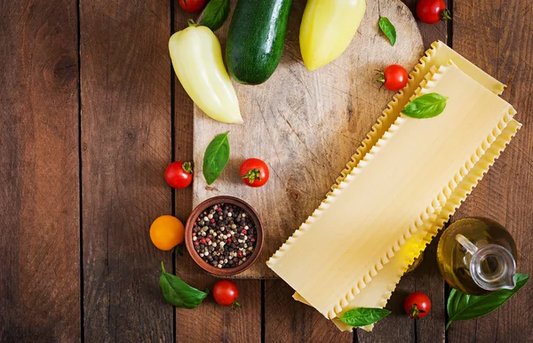 Ingredience pro vegetariánské lasagne — Stock fotografie