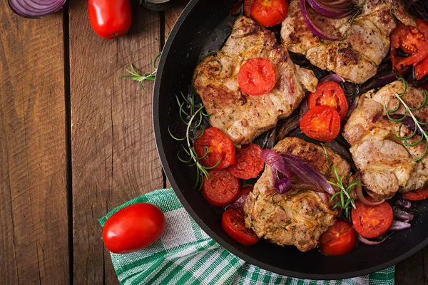 Steak babi di panci — Stok Foto