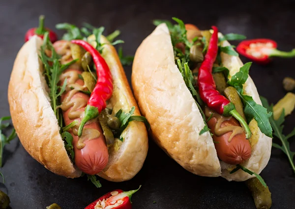 Pyszne Hot Dogi — Zdjęcie stockowe
