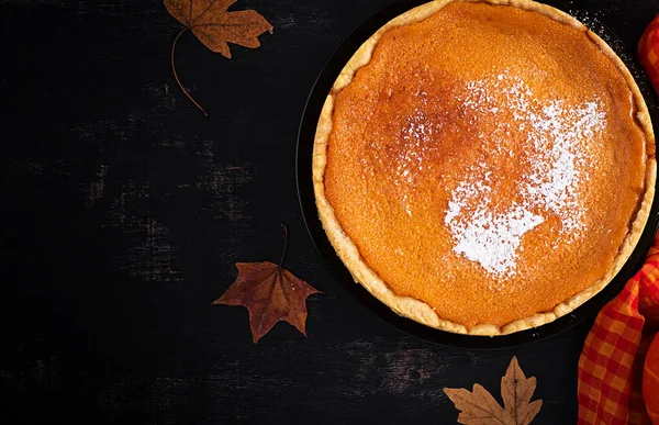 Американский Тыквенный Пирог День Благодарения Американская Кухня Вид Сверху — стоковое фото