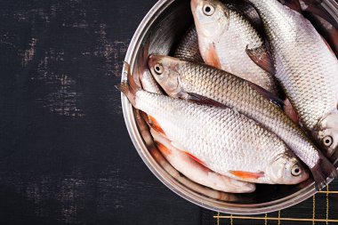 Sıradan hamamböceği, Rutilus Rutilus kasede. Üst görünüm, yukarıda, boşluğu kopyala