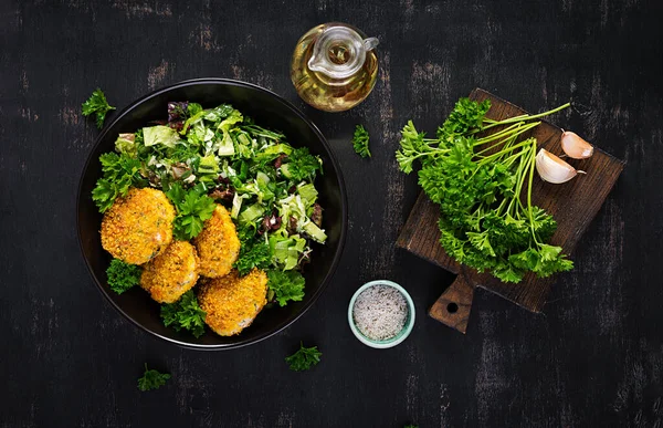 Croquettes Poisson Maison Base Poisson Blanc Flocons Maïs Panés Des — Photo