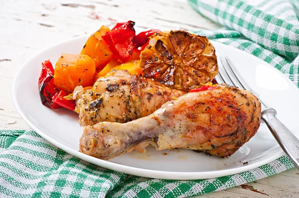 Baked pumpkin with chicken and paprika — Stock Photo, Image