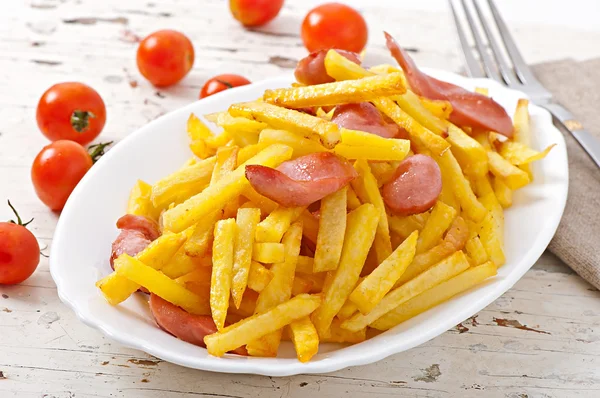 Fried potato with sausage