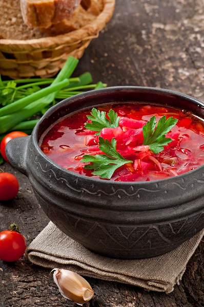 Traditional Ukrainian vegetable borsch — Stock Photo, Image