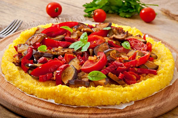 Polenta with vegetables — Stock Photo, Image