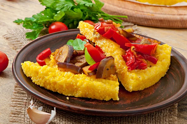 Polenta with vegetables — Stock Photo, Image