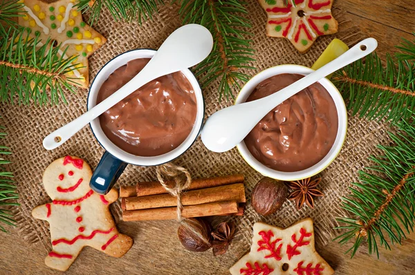Hot chocolate and gingerbread — Stock Photo, Image