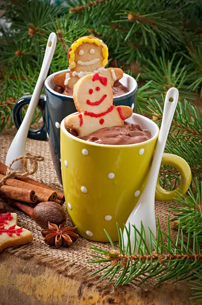 Hot chocolate and gingerbread — Stock Photo, Image