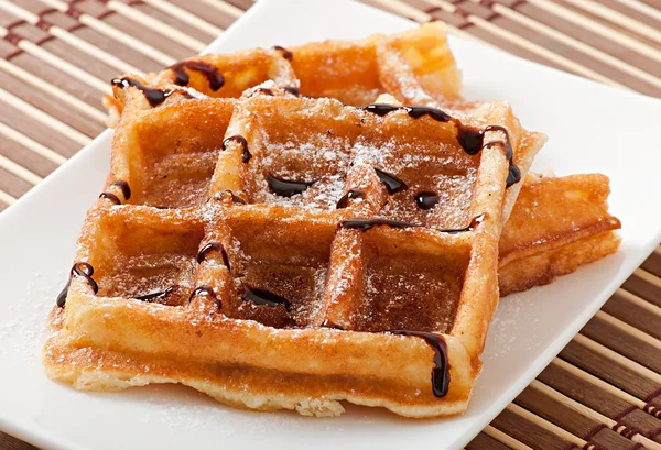 Waffles with chocolate — Stock Photo, Image