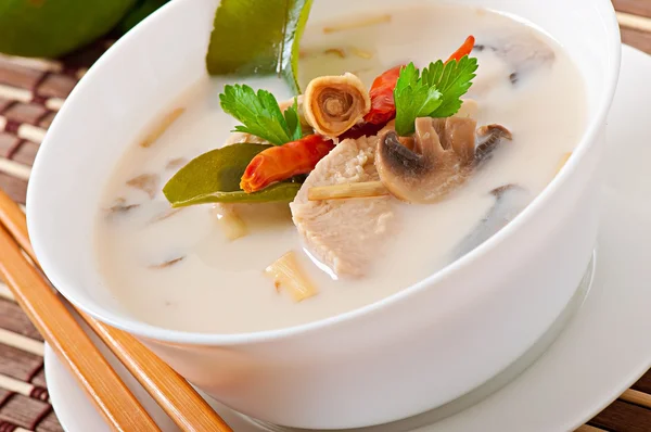 Thai soup with chicken and mushrooms — Stock Image Thai soup with chicken and mushrooms Royalty Free Stock Images