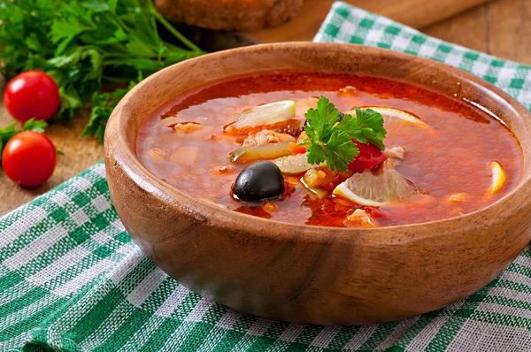 Sopa solyanka ruso — Foto de Stock