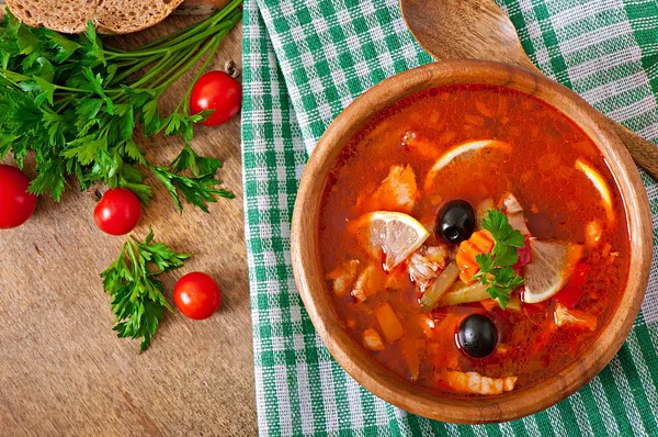 Soup solyanka Russian — Stock Photo, Image