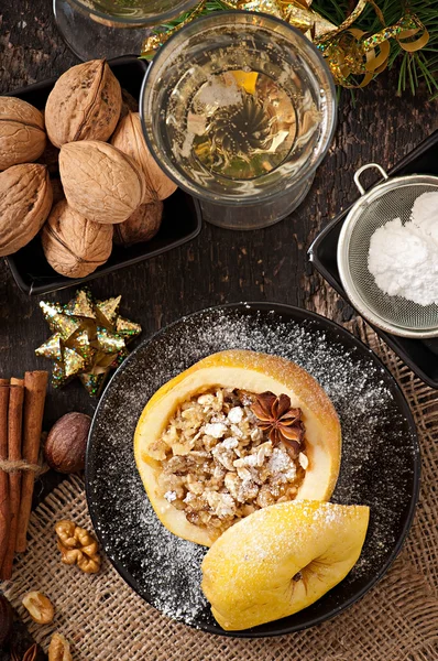 Baked apple with oat flakes — Stock Photo, Image