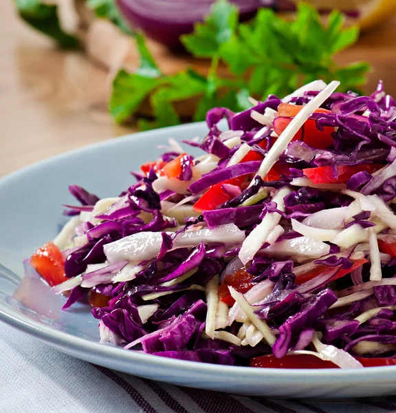 Salad of red and white cabbage