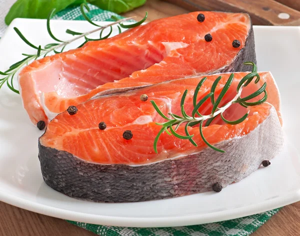 Fresh and raw steaks trout — Stock Photo, Image