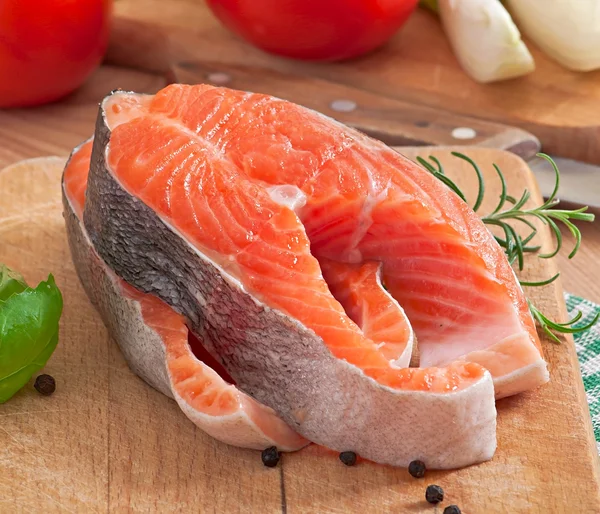 Fresh and raw steaks trout — Stock Photo, Image