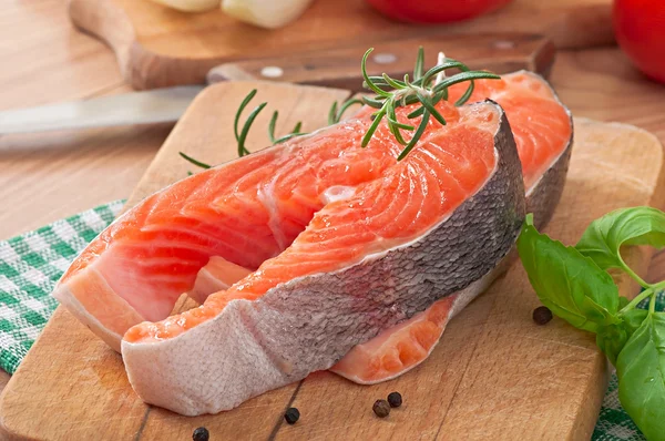 Fresh and raw steaks trout — Stock Photo, Image