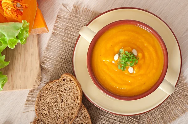 Deliziosa crema di zuppa di zucca — Foto Stock