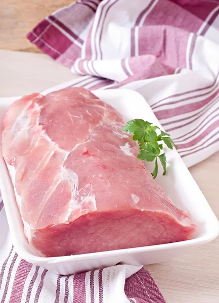 Piece of raw pork meat on the table — Stock Photo, Image