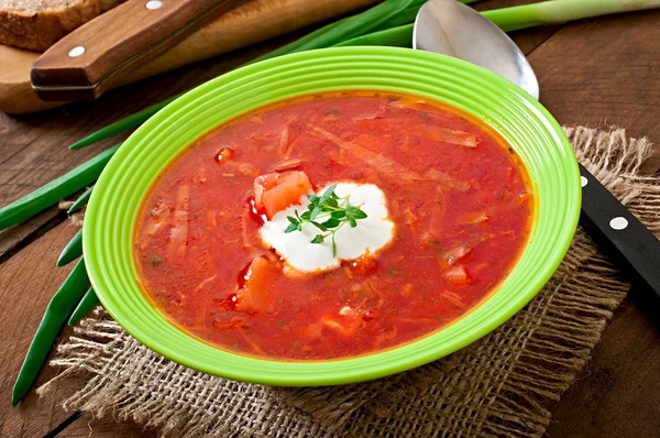 Hagyományos ukrán növényi borsch leves — Stock Fotó