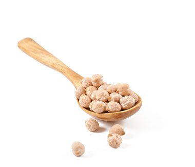 Uncooked chickpeas in wooden spoon clipart