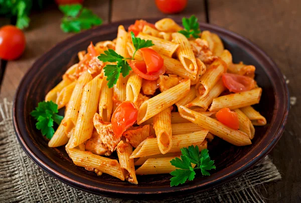 Penne pasta in tomato sauce — Stock Photo, Image