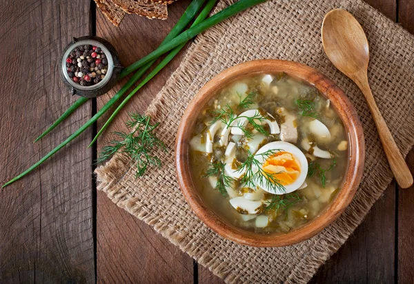 Green soup of sorrel — Stock Image Green soup of sorrel Royalty Free Stock Images