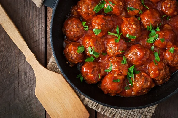 Meatballs  in a spicy tomato sauce — Stock Photo, Image