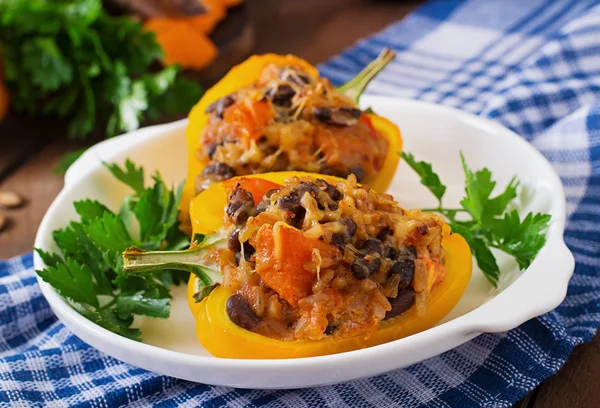 Stuffed peppers with rice, beans and pumpkin — Stock Photo, Image