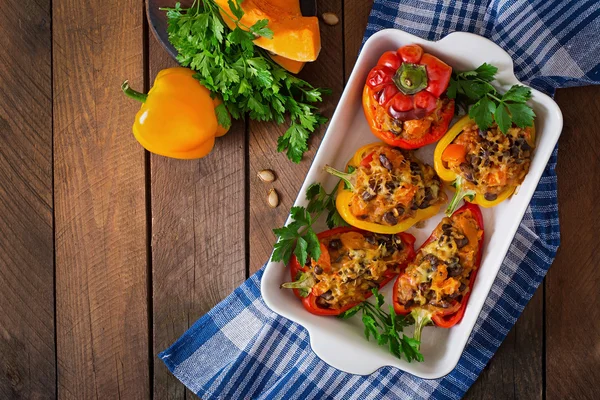 Stuffed peppers with rice, beans and pumpkin — Stock Photo, Image