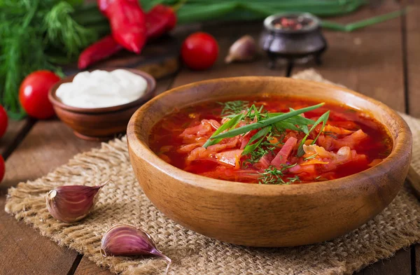 Borscht vegetal tradicional ucraniano —  Fotos de Stock