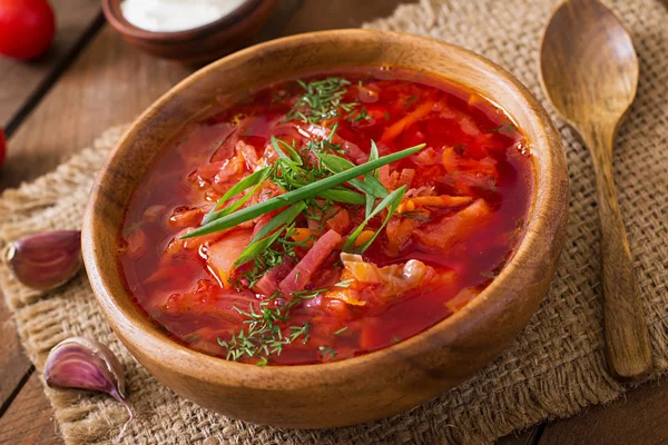 Traditionelles ukrainisches Gemüse Borscht — Stockfoto