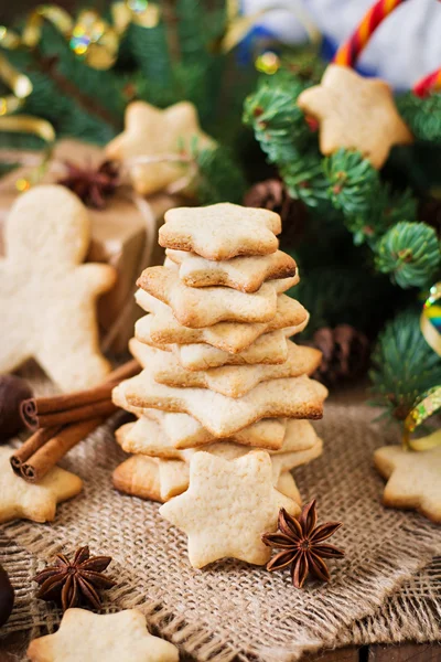 Christmas cookies with fir tree — Stock Photo, Image