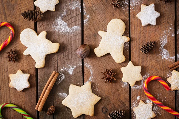 Christmas cookies with cones and spices — Stock Photo, Image