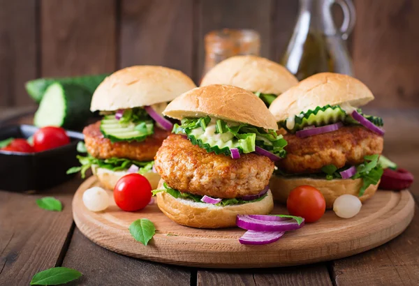 Juicy spicy chicken burgers to Asian-style — Stock Photo, Image